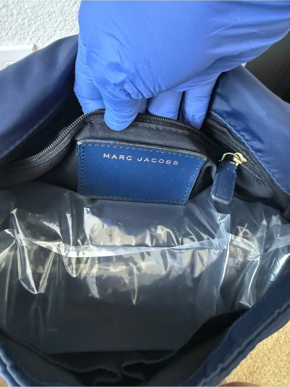 Marc Jacobs Navy Nylon Crossbody Bag Gold Hardware Zip Flap Shoulder Purse